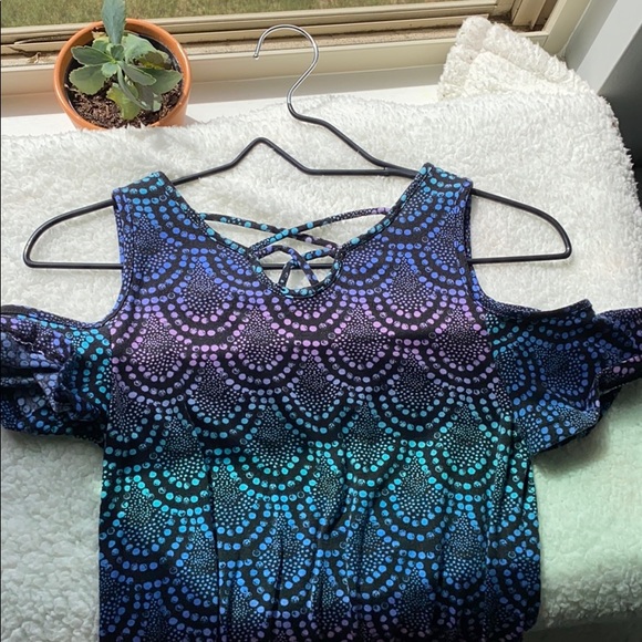 Girls romper with mermaid inspired pattern. - Picture 4 of 5